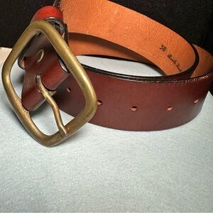 Canterbury Tack & Apparel Wide Leather Belt–Bridle Leather, Brass Buckle Size 38
